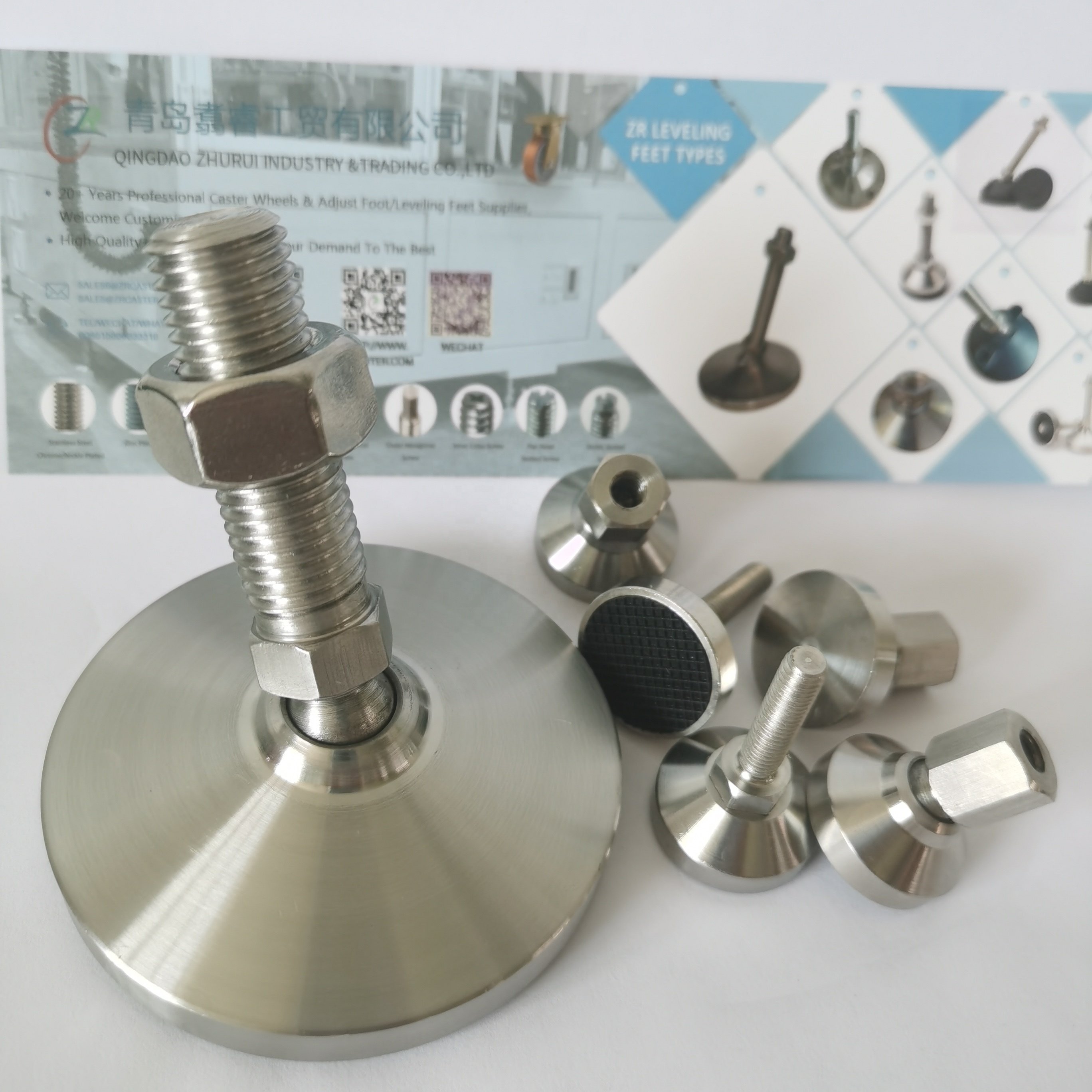 Adjustable 3/8''-16,3/4''-10,1/2''-13 Thread Swivel Ball Joint Metal Stainless Steel Leveling Pads Feet With Outer Hexagon